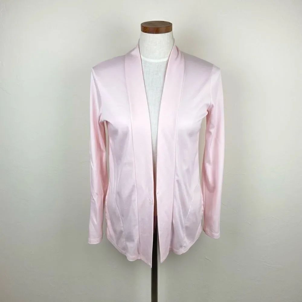 L.L. Bean Pima Cotton Knit Open-Front Cardigan Shawl - Pink